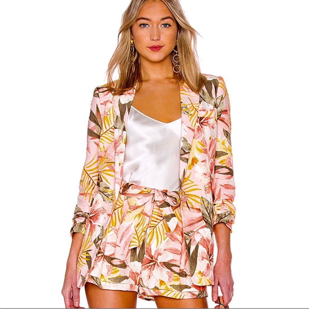 Joie Tropical Blazer Linen Jacket and Shorts Set